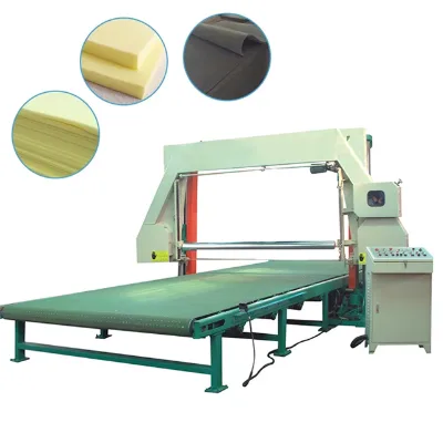 D&T Automatic Horizontal Knife Sponge Cutting Machine With Meshed Conveyor Belt Table & Vacuum De-dust System
