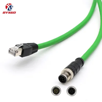 OEM M12 8Pin A Code to RJ45 Cable for Cognex DataMan Industrial Barcode Reader Compact GigE Camera IO-Link Master Automated AGV