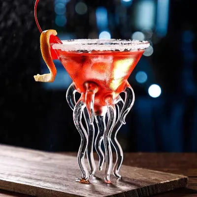 Wholesale Creativity Personalized Octopus Jellyfish Tall Foot High Borosilicate Glass Wine Cup Champagne bar Glass Cocktail Cup