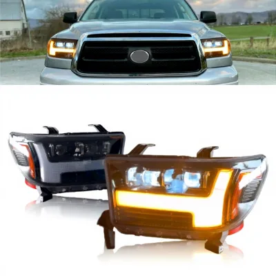 New Design 2-Lens LED Headlights Pair with Startup Effect for  Tundra 2007-2013 Left & Right Auto Lamp