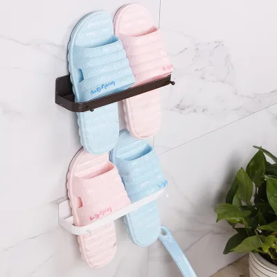 Wall-Mounted Japanese Style 1-Tier Plastic No-Drill Simple Shoe Rack for Slippers and Household/Dormitory Use