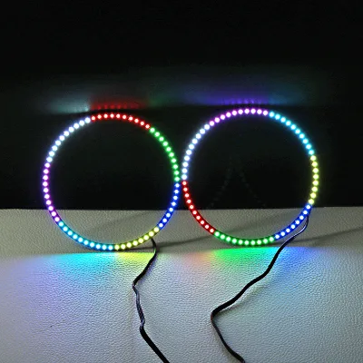 RGB Full Circle Halo Ring Lighting With Clear Coating Waterproof Multi Color Led Headlight