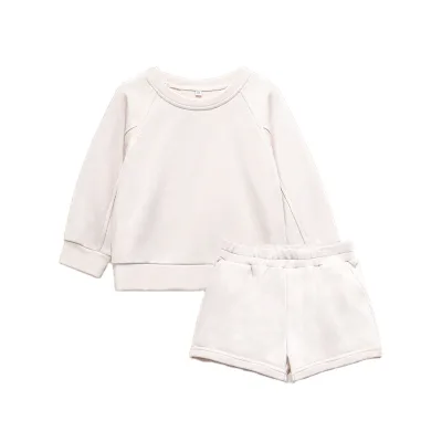 Wholesale Custom Organic Bamboo Kids Casual Sweatsuit Set Breathable Long Sleeve Knitted Clothing OEM Service for Baby