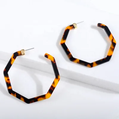 2025 hot selling acrylic resin leopard print pendant earrings, women's fashion earrings can support customization