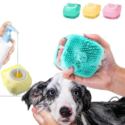 Soft Silicone Pet Bath Brush Dog Massage Brush Pet Massage Gloves Cat Hair Removal Brush
