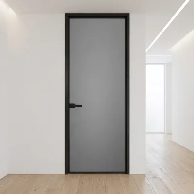 European Design Single Slim Frame French Main Entrance Security Door Fixed Low-E Glass Apartment Bedroom Anti Rust Aluminum