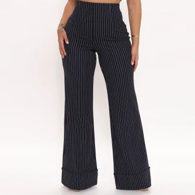 Wholesale Good Quality Women's Black and White Stripe Pants & Trousers Female Plus Size Pants Womens Trousers