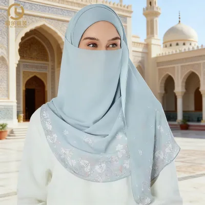 20 Years Manufacturers OEM/ODM Islamic Ethnic High-end Hijab Shawl Custom Muslim Lightweight Printed Floral Chiffon Hijab