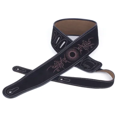 The Newer Design Abrasive Back Leather Electric Canvas Guitar Shoulder Strap Hardware Bass Acoustic Folk Woven Guitar Cowhide