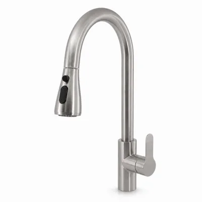 Smart Brushed Silver Touch Sensor Pull Down Kitchen Faucet Single Handle Sink Mixer for Modern Home Hotel Projects