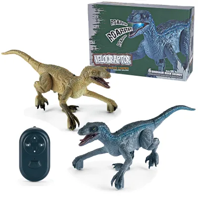 Children Gifts Wholesale Plastic Infrared Velociraptor Animal Rc Simulation Electric Dinosaur Robot Toys Model with Light Effect