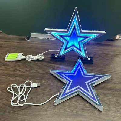 Customizable Football Team LED Infinity Mirror Logo Light 3D Illusion Effect Lightweight Plastic Portable Indoor Plug Display