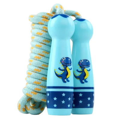 Adjustable Cotton rope ABS Handle for kid Home Gym Cartoon Exercise Rope Student Wooden jumping rope
