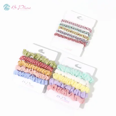 Hot Sale Floral Thin Hair Scrunchies Sets Girls Elastic Hair Bands Soft Hair Ring