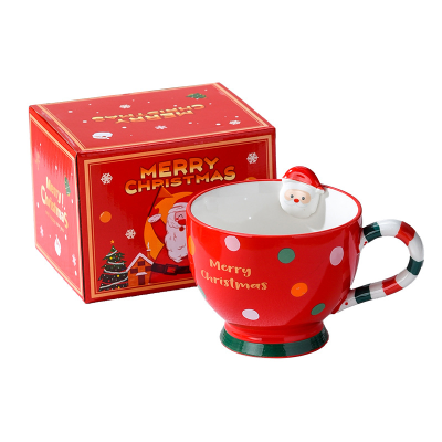 Christmas gift Breakfast cup Christmas large capacity water Heat resistant cup Ceramic cup household mug