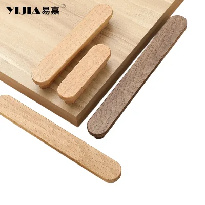 Qiansi Contemporary Oak Furniture Handle Knob Wood Home Office Cabinet Wardrobe Drawer Round Door Handle Eco-Friendly Durable