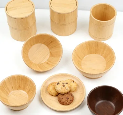 Reusable Modern Eco-Friendly Bamboo Serving Bowl Natural Wooden for Kitchen Holiday Dining Party Camping Use