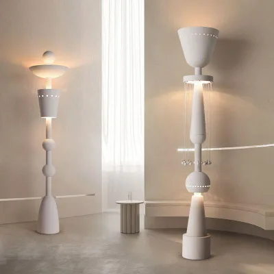 Modern Vintage Cream White Wabi-Sabi Sculptural Floor Lamp E27 Base Minimalist Lighting for Bedroom Living Room Factory Direct