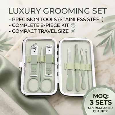 Luxury Grooming Set 8-Piece Manicure Pedicure Set Grooming Set Bulk Wholesale Personal Hygiene Supplies Corporate Giveaways