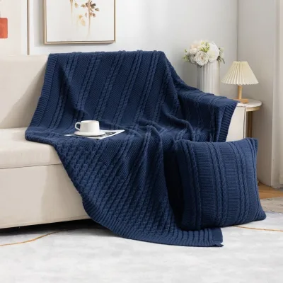 Custom Minimalist Knit Acrylic Winter Solid Color Office Nap All-Season Warm Soft Cover Blanket