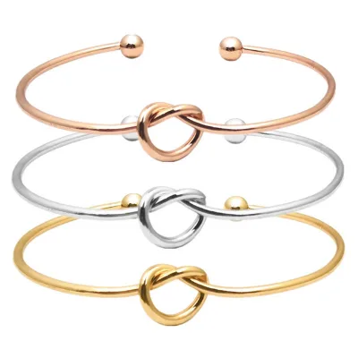Hot Selling DIY Silver Gold Rose Gold Knot Wire Memory Twisted Bracelet with Tie