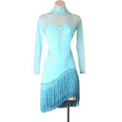 2026 Women's Diamond-embellished  Latin Dance Dress Performance Competition Outfit Professional Backless Tassel Design