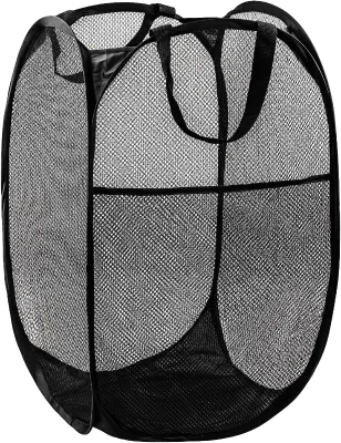Mesh 70L Black PopUp Foldable SidePocket Reinforced Handles Home Dorm Bedroom Travel Bathroom Storage Laundry Hampe
