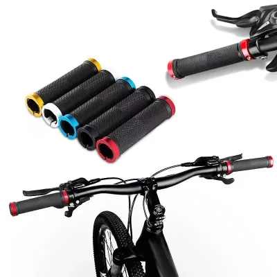Bike Handlebar Grips Lock-On Bicycle Grips with Aluminum Alloy Double Lock Ring Anti-Slip MTB Handlebar