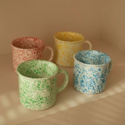Eco-friendly China Ceramic Enamel Mug Factory Camping Coffee Mug Porcelain Tea Drinking Cup