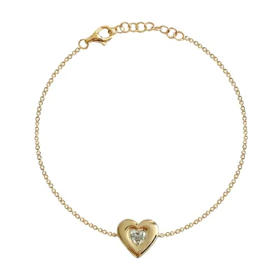 Dainty Bezel Heart Moissanite Bracelet 18k Gold Plated Adjustable 925 Sterling Silver Heart Link Bracelet Fine Jewelry Wholesale