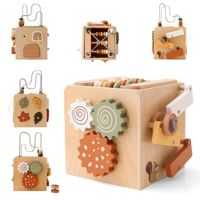 5 in 1 Wooden Shape Matching Montessori Math Toys Busy Box Educational Montessori Toys Box Set