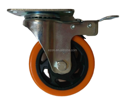 Double Ball Bearing PU/PVC Caster Wheel,Industrial Heavy Duty Swivel Castor,Universal Casters With Brake
