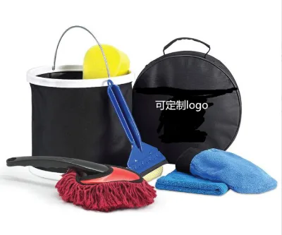 Dual Cleaning Deluxe Pack 9L Foldable Water Bucket Microfiber Wash Gloves Car Washing Tools