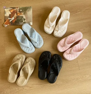 Platform Wedge Women Flip Flops EVA Thick Sole Quilted Insole Thong Slippers Fashion Height Increasing