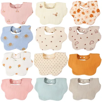 Newborn Drool Bib Baby Bib Infant Saliva Towel Class a Cotton Six-layer Gauze Baby Drool Towel Newborns & Toddlers Feeding Bibs