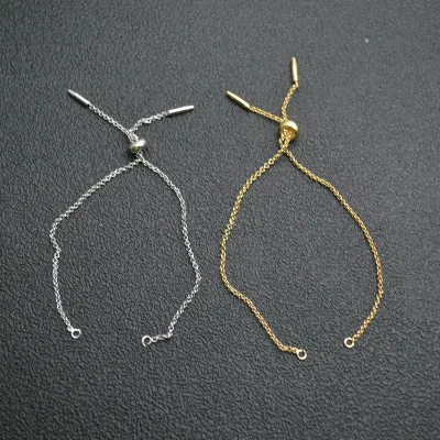 Charm Bracelets Making 18k Gold Plating Beads Movable Length Adjustable Metal Brass Rolo Chains
