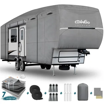 Premium Waterproof Fifth Wheel RV Cover Delivers Reliable Outdoor Protection for Long Term Vehicle Storage