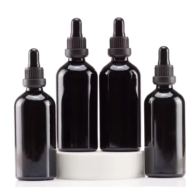 4oz Black Glass Dropper Tincture Bottles Essential Oils Aromatherapy Reed Diffuser Sets for Cosmetic Laboratory Pharmacy Liquids