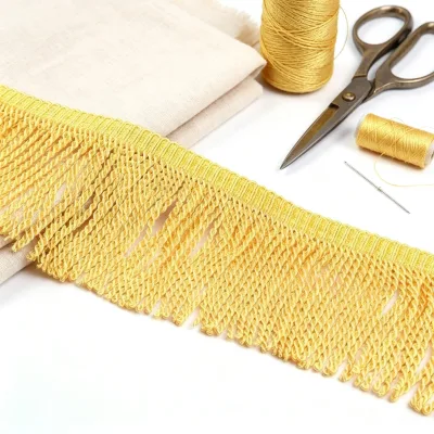 Bullion Fringe Gold Polyester Curtain Fringe Trim Decorative Tassel Fringe for Curtain Sofa
