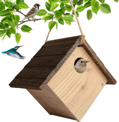 Hanging Birdhouse for Outside Wooden Bird House Hummingbird Feeder