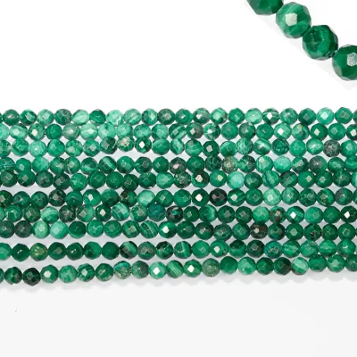 Wholesale 3mm 4mm Faceted Natural Malachite Beads Gemstone Faceted Beads Loose Round Natural Faceted Stone Beads