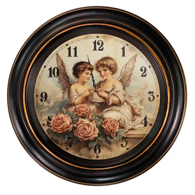 23 Inch American Classical Nostalgic Wall Mounted Clock High Quality Antique Angel Ornaments Plastic Quartz Motive Living Room