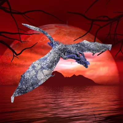 AROMA 47.2" Hanging Animated Dragon Decor with Thunder&Red Glowing Eyes for Porch Balcony Backyard Creepy Displays