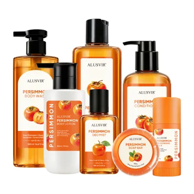 Private Label Vegan Persimmon Tannin Body Set Eliminate Odor Deodorizing Hair Shampoo Body Wash Deodorant Stick Body Mist Soap
