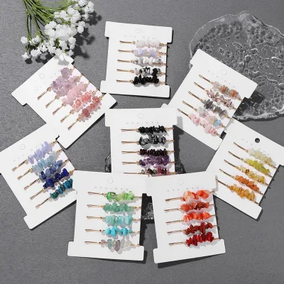 Simple Gemstone Hair Clips Irregular Crystal Hair Pins Natural Stone Hair Clip