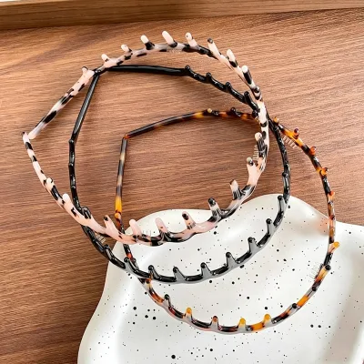Multicolor Wave Tooth Headband Tortoise Shell Nonslip Hair Hoop Ladies Simple Hair Fixing Hairband