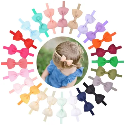 Hot Sale Candy Color Highly Elastic Bow Hairband for Baby Girls Baby Girl Headband