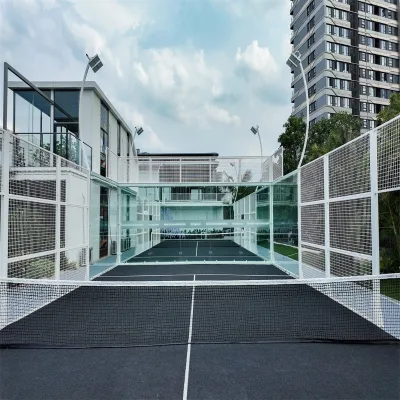 Pure Polyester Powder Coating Padel-court OEM 10x20m Panoramic Padel Court with CE Tempered Glass for European Sports Clubs