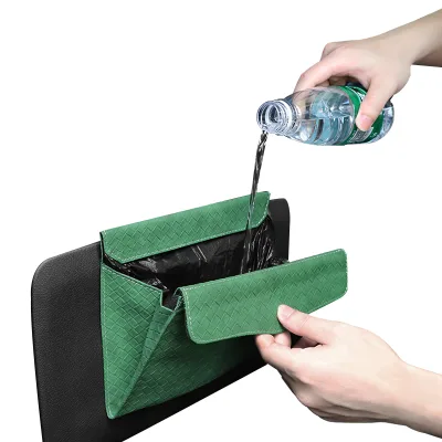 Fashion Creative Black Car Trash Can Hanging Garbage Bag Holder Pu Leather Car Dustbin Trash Bags Storage Bin for Car