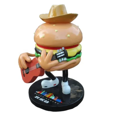 Creative Customized High Quality Shopping Center/Food/Dessert Shops Decor Statues Fiberglass Hamburger Sculpture
